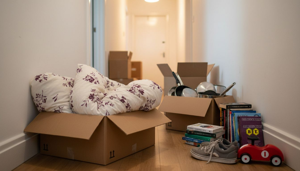 Various removal boxes showing size differences